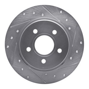 Ford Focus Brake Rotor (1) - Rear Right - R1 Concepts - Drilled & Slotted - Silver - `12-`18
